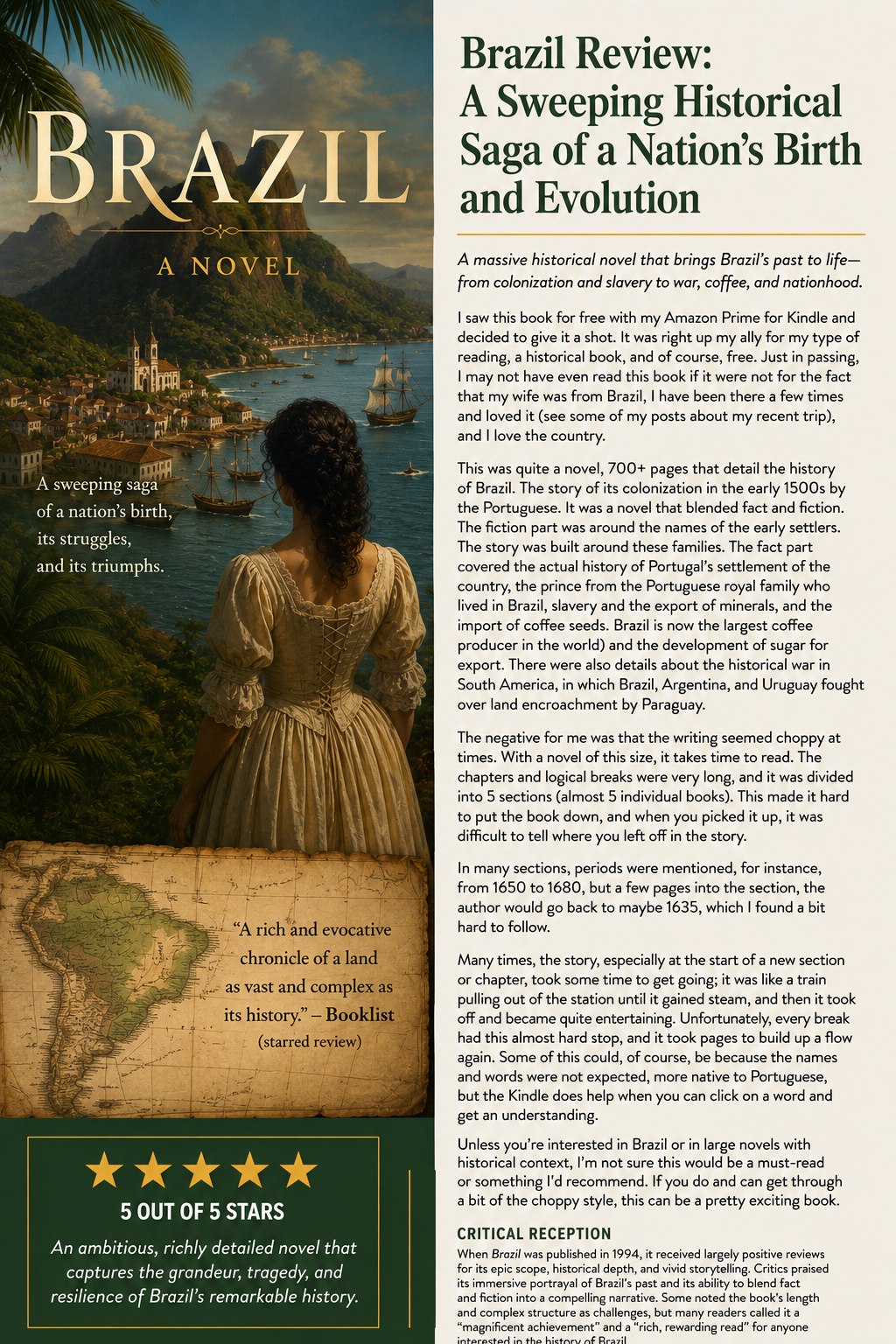 Brazil Review: A Sweeping Historical Novel of Colonization, Slavery, and the Rise of a Nation